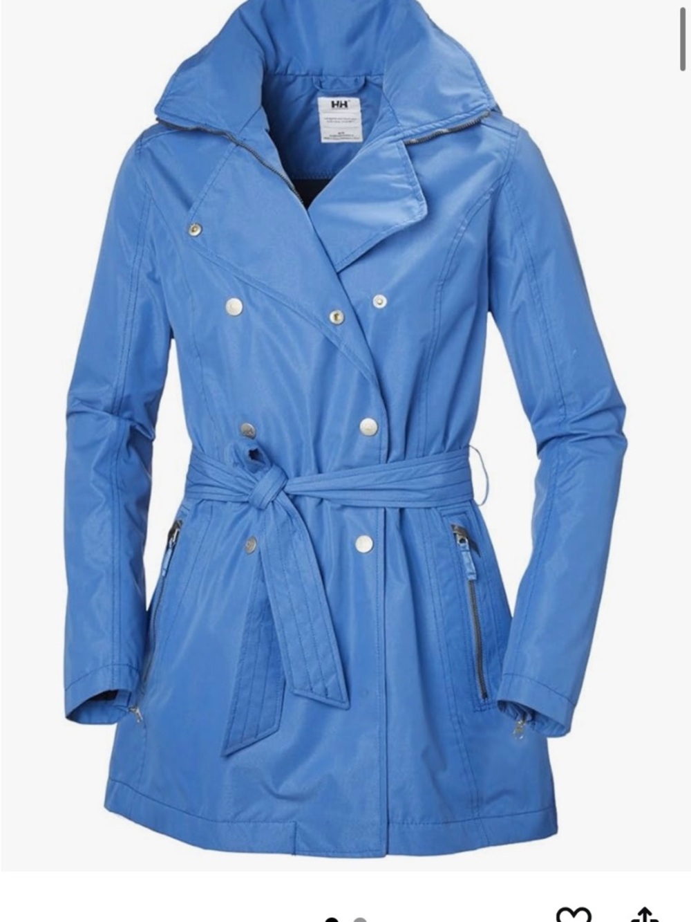 Helly Hansen Light Blue Double-Breasted Trench with Belt